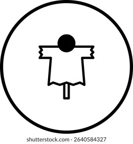 Minimalist scarecrow icon design with black lines in a circular frame vector