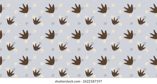 minimalist scatter seamless pattern with beaver footprint for textile, wallpaper and other. animal footprints repeat background