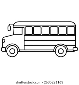 Minimalist School Bus Icon in Black Outline – Simple Vector on White Background