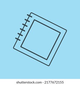 Minimalist school notebook. Inventory for schoolchildren or students. Place to record information, study at university, do homework and prepare for test or exam. Cartoon flat vector illustration