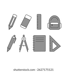 Minimalist school supplies icons set. Perfect for education and back-to-school designs.