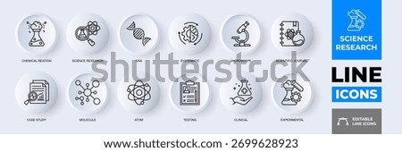 Minimalist Science Research Laboratory and Experiment Modern Outline Icons Set with Editable Stroke.