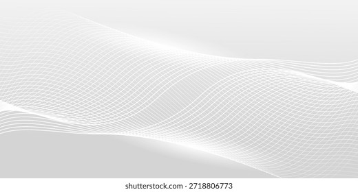 Minimalist science technology background with a shining wave pattern on a gray background. Design suitable for banners and posters.