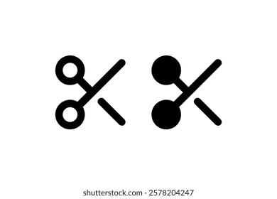 Minimalist Scissors Icon Set in Black Vector