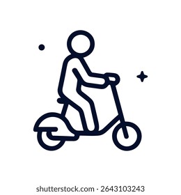 Minimalist scooter ride illustration with sparkle. Icon symbol illustration