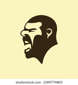 Minimalist screaming man logo in vector.