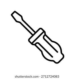 Icono de línea de destornillador minimalista. Ilustración vectorial de una herramienta de reparación manual adecuada para la construcción, mantenimiento, mecánica y símbolos de bricolaje.
