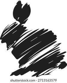 Minimalist Scribbled Bunny Drawing – Bold Artistic Rabbit Silhouette Vector for Modern Decoration, Logo Concepts and Cute Graphic Designs