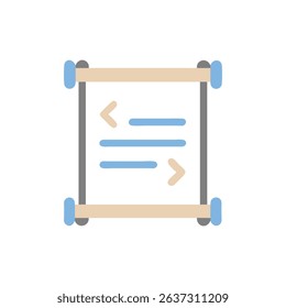 Minimalist scroll icon on White Background, light blue lines