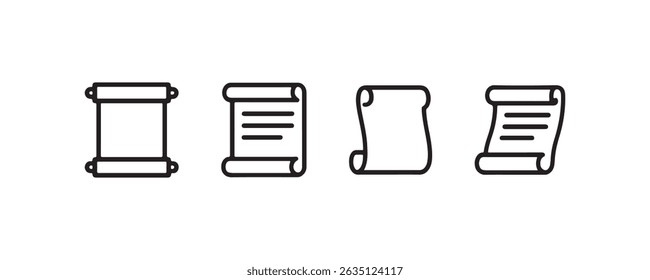 Conjunto minimalista de ícones de rolagem: conjunto de quatro símbolos de rolagem linear.