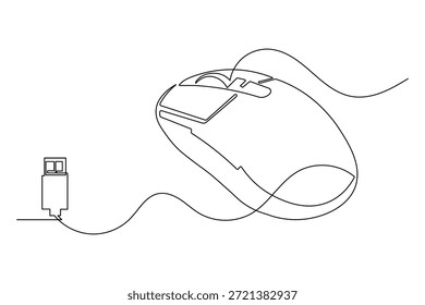 Minimalist scrolling mouse continuous line drawing simple style outline