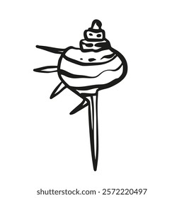 Minimalist sea shell animals drawing, starfish sketch doodle retro vintage style isolated on white. Restaurant menu design collection