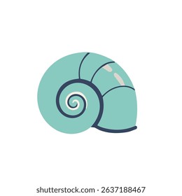 Minimalist sea shell vector graphic, flat and colorful beach icon for summer illustrations, tropical projects, ocean-themed stickers, kids clipart, and decorative design assets