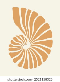 minimalist sea snail silhouette with sunset color