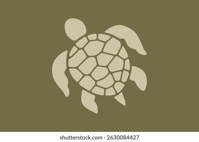 Minimalist Sea Turtle Silhouette on Olive Green Background – Boho Nautical Marine Animal Clipart for Eco-Friendly Design, Coastal Decor, Sublimation, Nature Projects and Sustainable Ocean Art