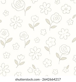 Minimalist seamless floral pattern in soft pastel tones, perfect for stationery, packaging, and textiles.