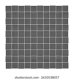 Minimalist seamless geometric pattern in black and white with optical illusion effect. Ideal for backgrounds, textiles, wallpapers, and digital art.