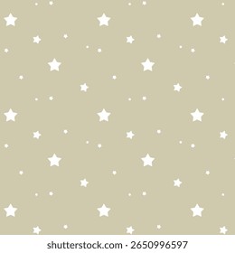 Minimalist seamless gray pattern with white stars. Starry sky for textile, paper print, wall art, wrapping. 