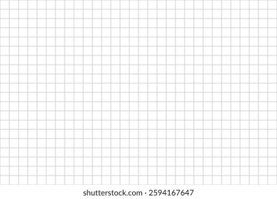 Minimalist seamless grid pattern with thin gray lines on a transparent background. Full-page square grid on a white background. Blank notebook page. Vector