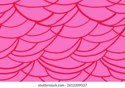 Minimalist seamless pattern with abstract organic shapes on a pink background. Vector hand drawn sketch curved wavy lines print. Contemporary plain ornament.