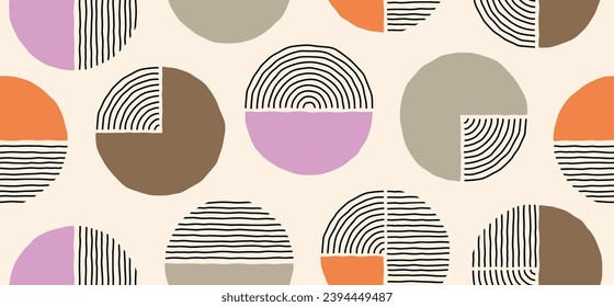Patrón minimalista sin fisuras con composición abstracta de moda creativa a mano.