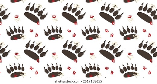 minimalist seamless pattern with bear footprints. repeat background for textile, fabric, wallpaper and other.