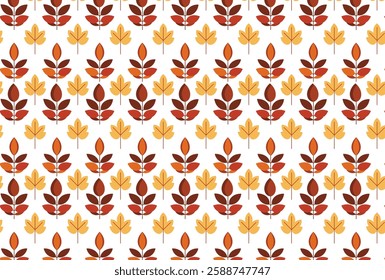 A minimalist seamless pattern featuring autumn leaves in warm tones of orange, red, and yellow. Perfect for Thanksgiving decor, fall designs, or cozy seasonal projects. high-quality digital download.