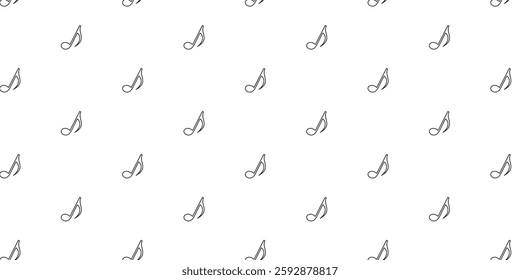 A minimalist seamless pattern featuring black musical notes on a white background. Vector illustration