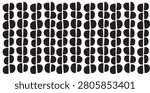 A minimalist seamless pattern featuring repeating columns of black organic semi-circle shapes on a clean white background.