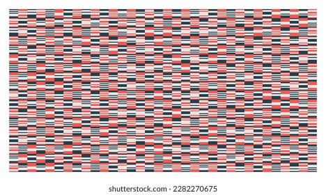 Minimalist seamless pattern featuring simple random shapes in black and red. Great for packaging and stationery.
