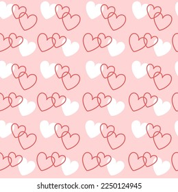 Minimalist seamless pattern with hearts in flat style for valentine's day