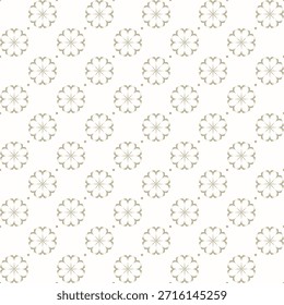 Minimalist seamless pattern with repeating tan geometric flower motifs on a white background Perfect for modern home decor wallpaper and delicate textile designs Vector