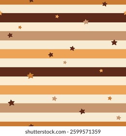 Minimalist seamless pattern with stripes and stars. Hand drawn vector pattern in flat style