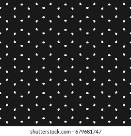 Minimalist seamless pattern, tiny smooth geometric figures. Simple vector abstract background, dark monochrome texture, repeat tiles. Design element for decor, prints, fabric, package, covers, web