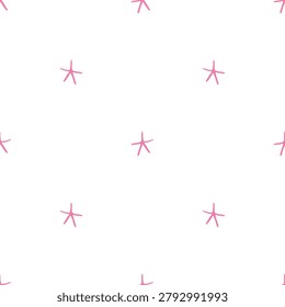 Minimalist Seamless Pattern With Tiny Starfish. Hand Drawn Vector Background. Cute underwater pattern