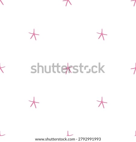Minimalist Seamless Pattern With Tiny Starfish. Hand Drawn Vector Background. Cute underwater pattern