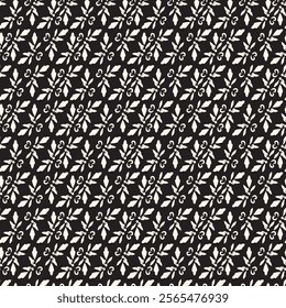 Minimalist seamless pattern. Vector geometric textures with small element, lines, flowers. Black and white minimal abstract background. Modern design