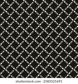 Minimalist seamless pattern. Vector geometric textures with small element, lines, flowers. Black and white minimal abstract background. Modern design