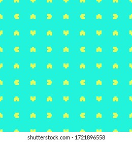 Minimalist seamless pattern.Yellow symbols on a light blue background.Vector illustration.