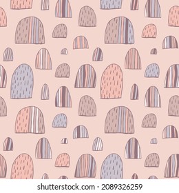 Minimalist seamless semicircle pattern. Simple childish background in scandinavian style.