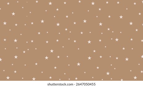Minimalist seamless star pattern on warm brown background. Perfect for nursery design, kids wallpaper, wrapping paper, fabric prints, and cute celestial-themed decorations.