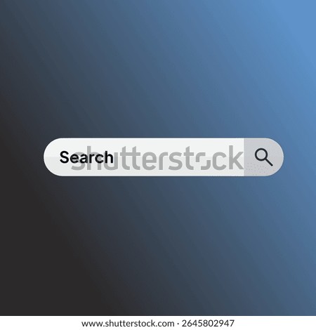 a minimalist search bar design against a gradient background. The search bar is the central focus, a horizontally elongated capsule shape with rounded ends, rendered in a bright