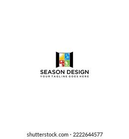 Minimalist seasonal window logo design spring summer autumn winter symbols