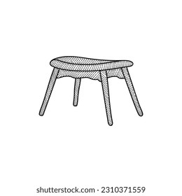 minimalist seat wooden line art furniture interior logo design with flat vector graphics, furniture outline logo
