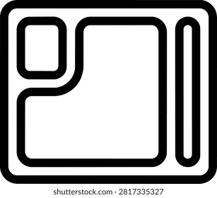 Minimalist sectioned food tray icon. Vector illustration of compartmentalized meal plate.