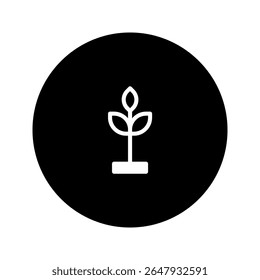 Minimalist seedling illustration showcasing growth potential on black canvas demonstrating concepts of sustainability and renewal