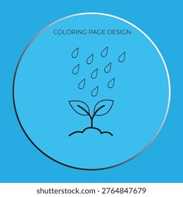Minimalist Seedling and Raindrops Coloring Page for Kids