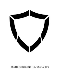 Minimalist Segmented Shield Emblem with Bold Geometric Shapes, Black and White Vector Icon for Security, Technology, or Modern Brand Identity
