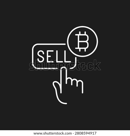 Minimalist Sell Button with Hand Click and Bitcoin Coin Line Icon, Modern Cryptocurrency Exchange Trading Platform, Online Fintech Crypto Cash out, and Blockchain Wallet Transaction Vector.