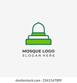 Minimalist Semi Lineart Mosque Dome Logo Vector with High Aesthetics in Green